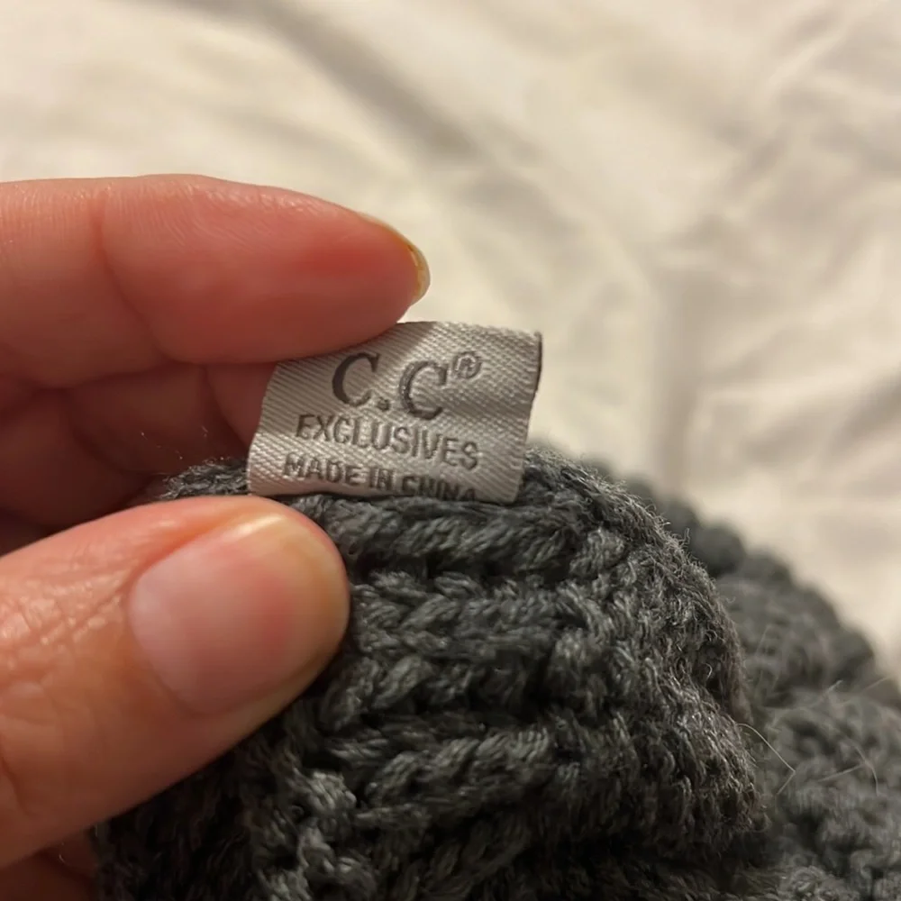 C.C. Gray beanie with pompon